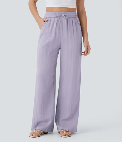 Dames Wijde Broek met Trekkoord – Wide Leg Lounge Pants