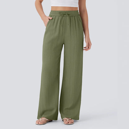 Dames Wijde Broek met Trekkoord – Wide Leg Lounge Pants