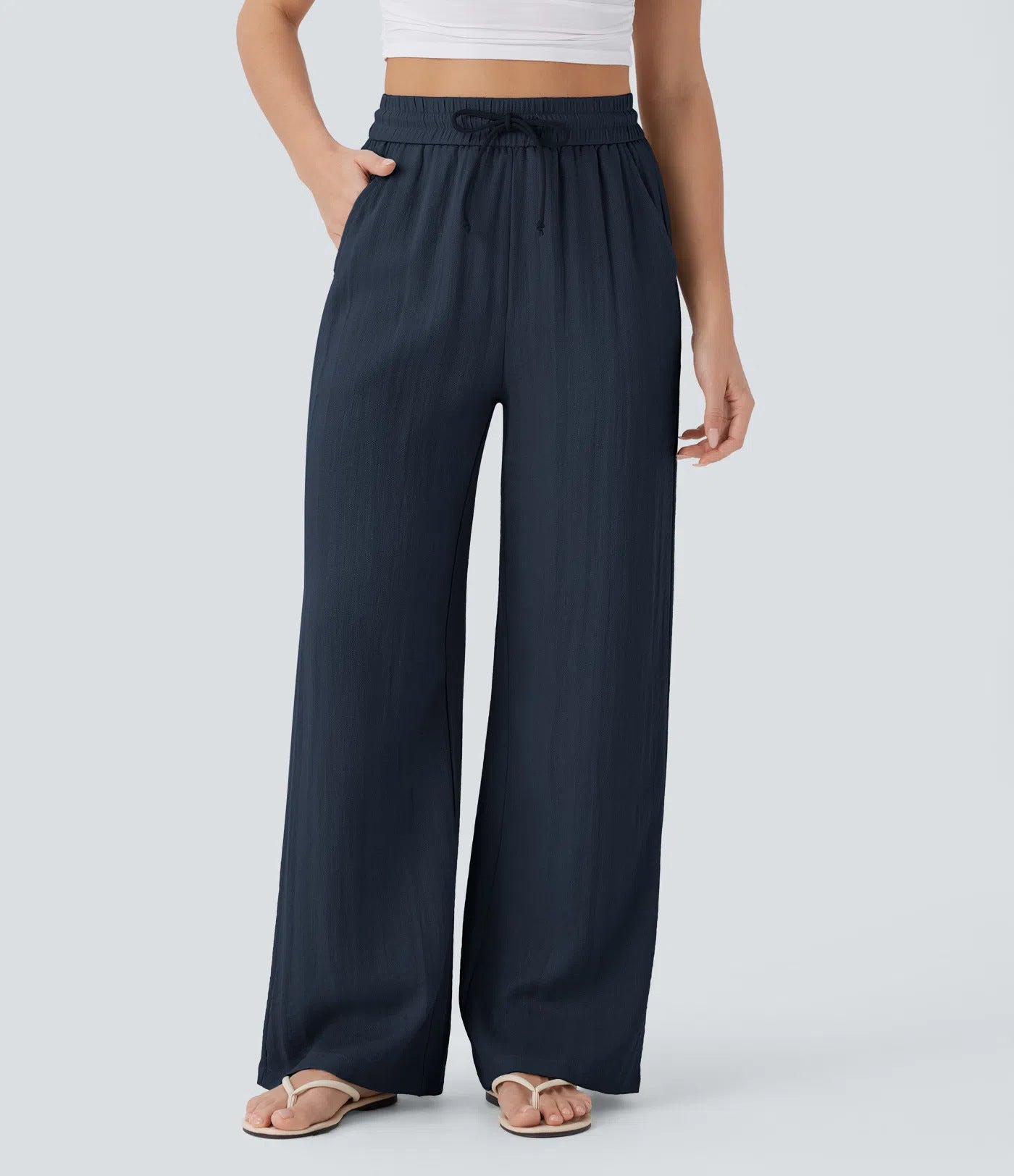 Dames Wijde Broek met Trekkoord – Wide Leg Lounge Pants