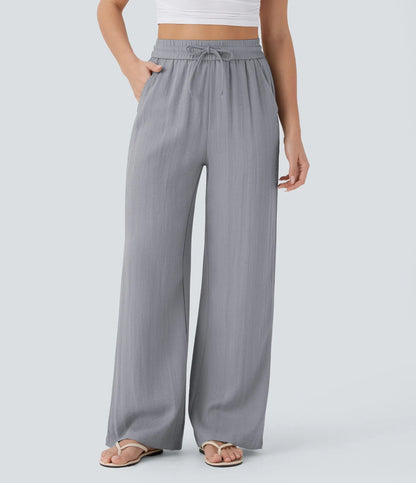 Dames Wijde Broek met Trekkoord – Wide Leg Lounge Pants