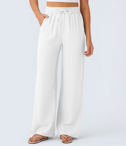 Dames Wijde Broek met Trekkoord – Wide Leg Lounge Pants