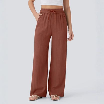Dames Wijde Broek met Trekkoord – Wide Leg Lounge Pants